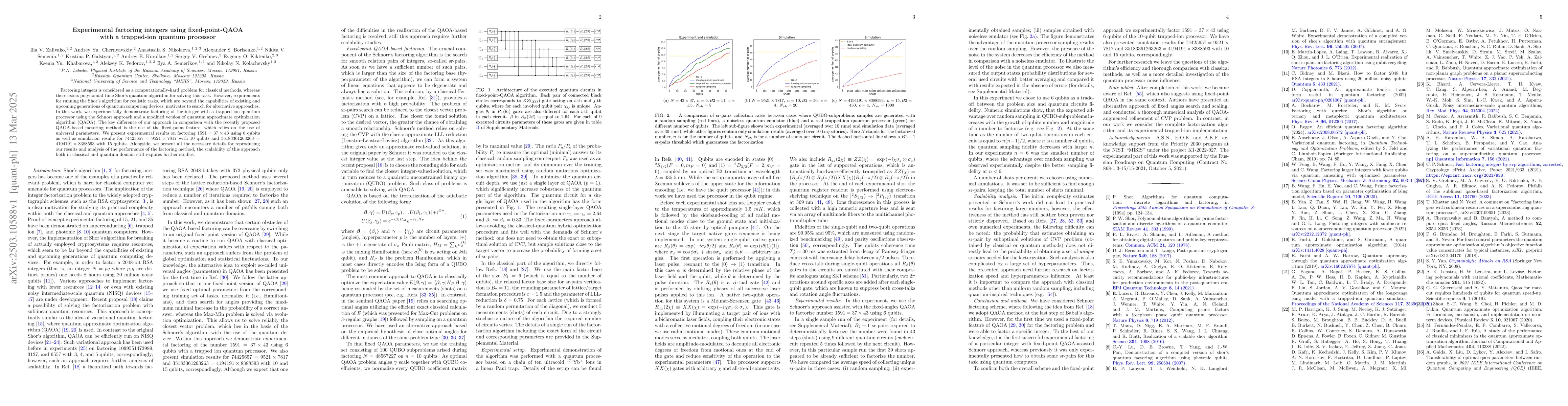 Thumbnail for Experimental factoring integers using fixed-point-QAOA with a
  trapped-ion quantum processor