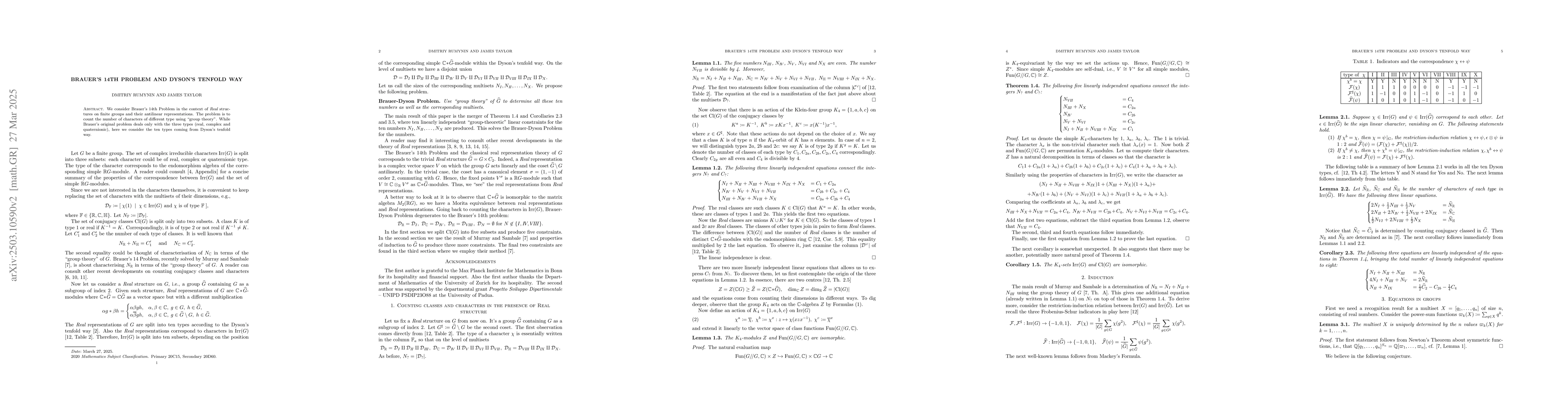 Thumbnail for Brauer's 14th Problem and Dyson's 10-Way