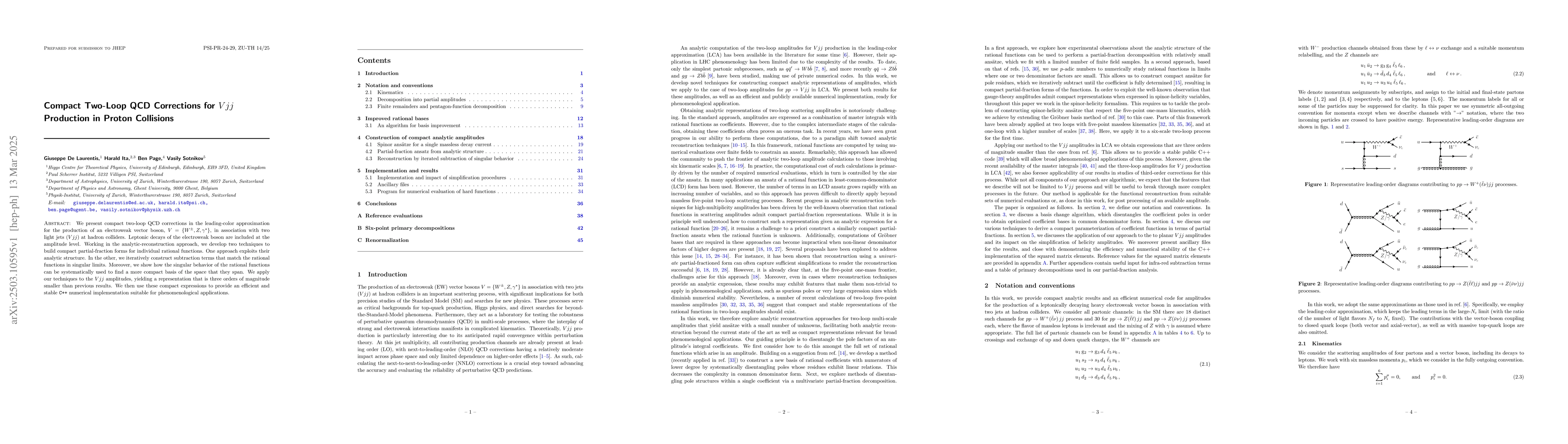 Thumbnail for Compact Two-Loop QCD Corrections for $Vjj$ Production in Proton
  Collisions