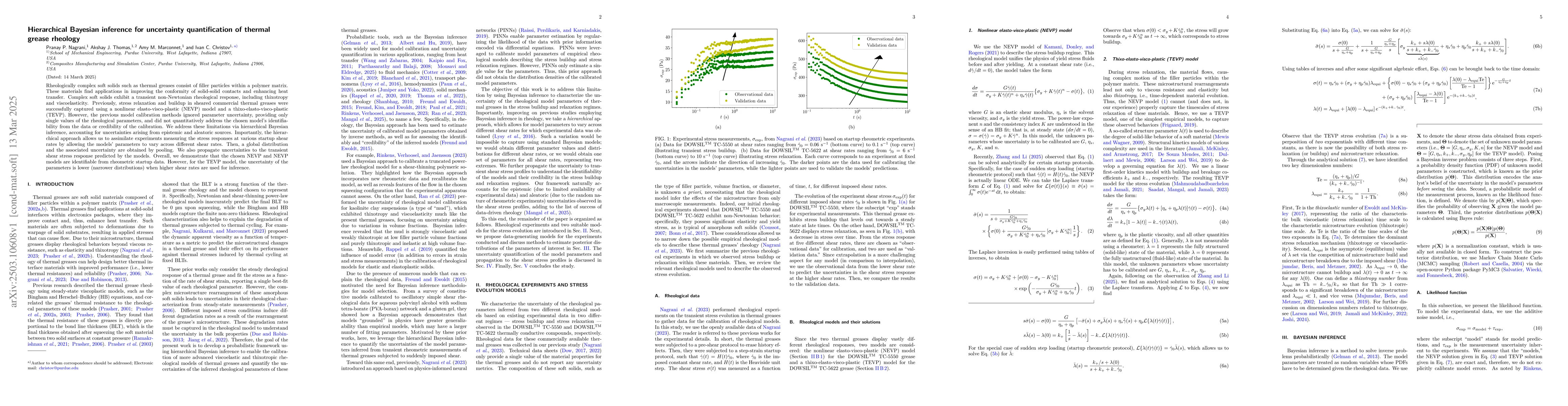 Thumbnail for Hierarchical Bayesian inference for uncertainty quantification of
  thermal grease rheology
