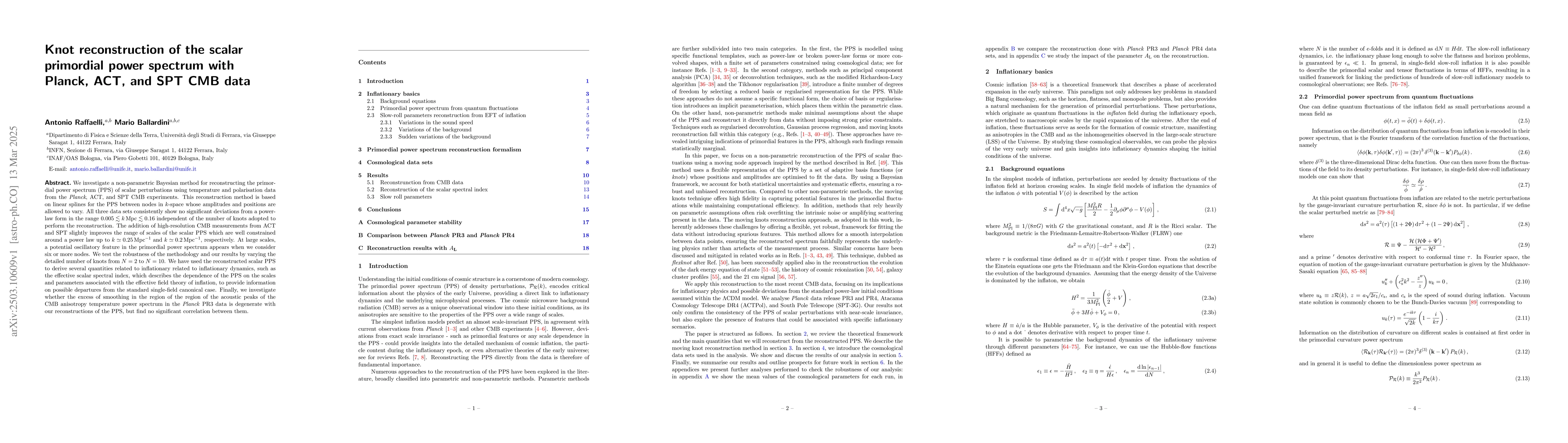 Thumbnail for Knot reconstruction of the scalar primordial power spectrum with Planck,
  ACT, and SPT CMB data