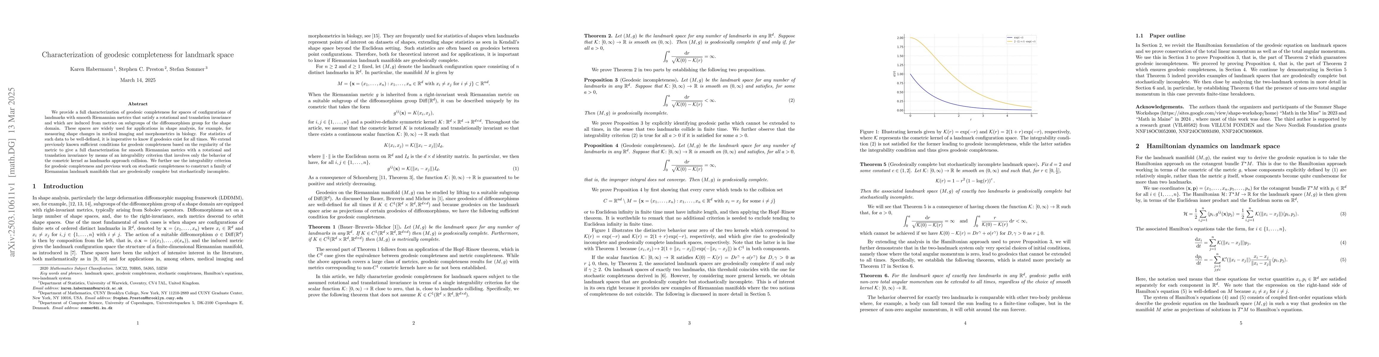 Thumbnail for Characterization of geodesic completeness for landmark space
