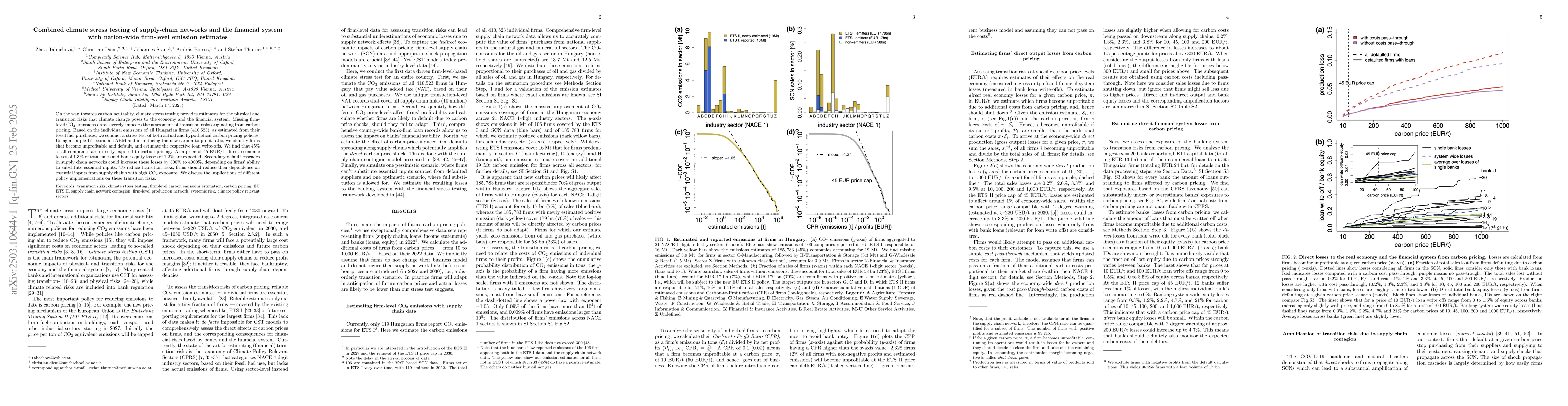 Thumbnail for Combined climate stress testing of supply-chain networks and the
  financial system with nation-wide firm-level emission estimates
