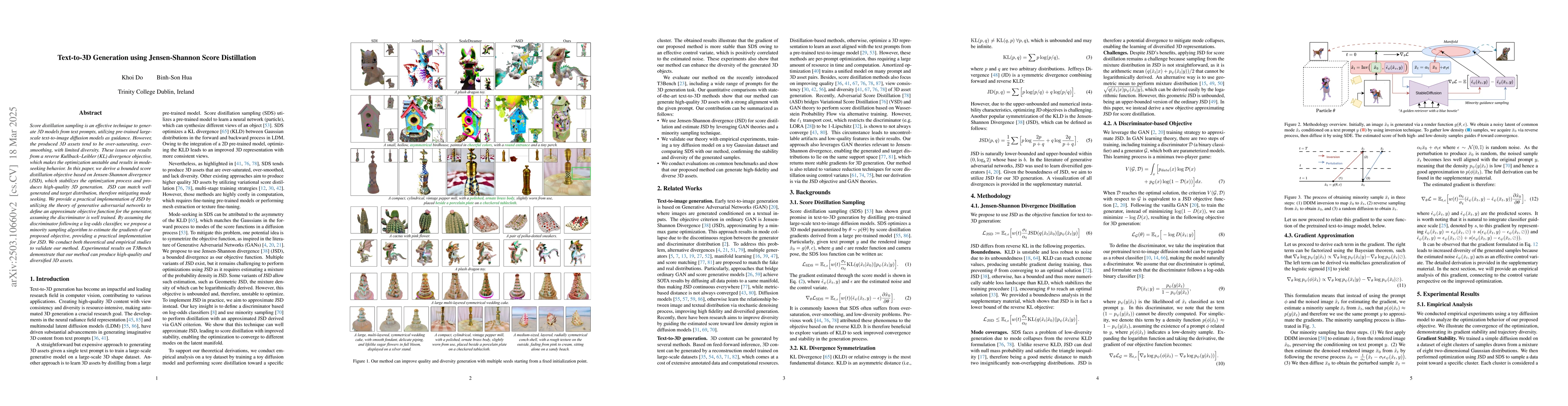 Thumbnail for Text-to-3D Generation using Jensen-Shannon Score Distillation