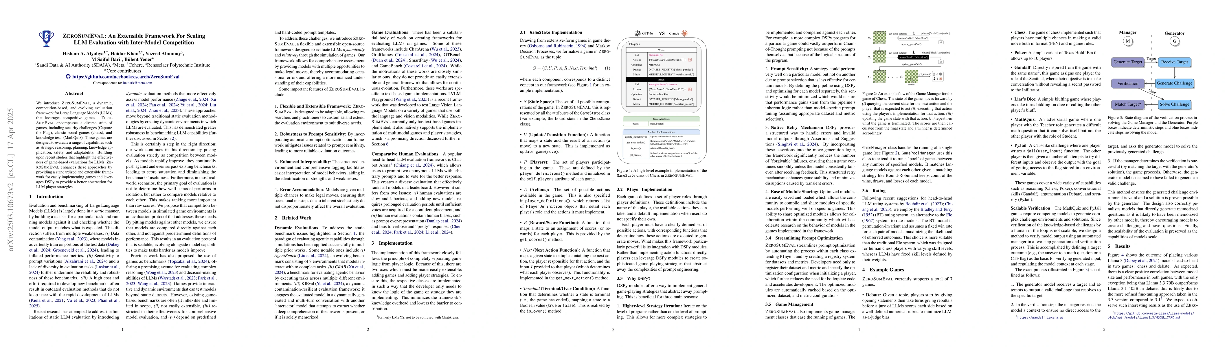 Thumbnail for ZeroSumEval: An Extensible Framework For Scaling LLM Evaluation with
  Inter-Model Competition