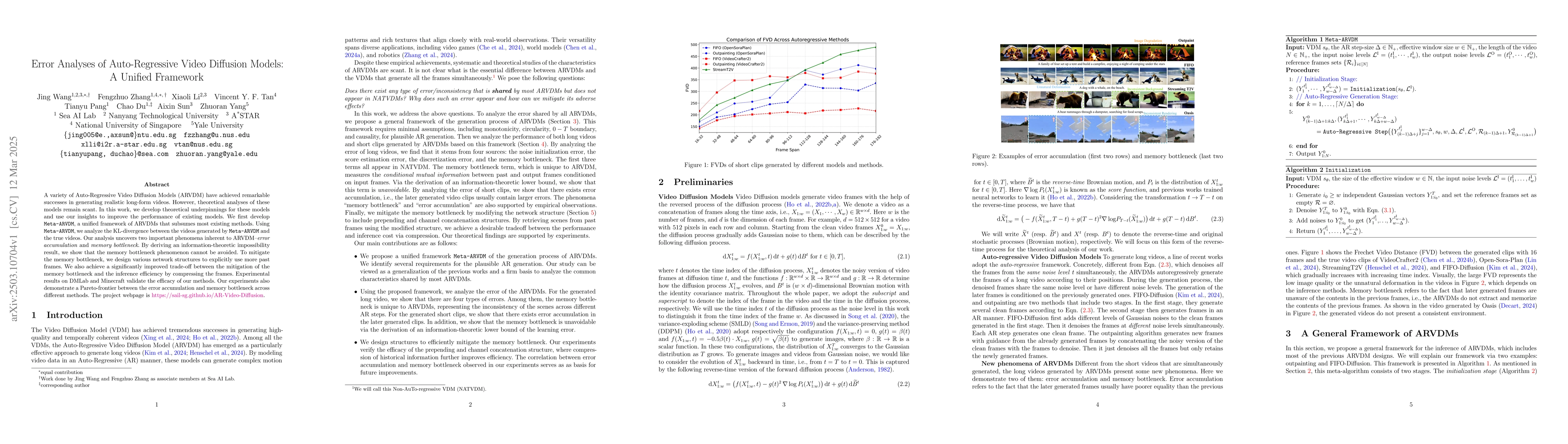 Thumbnail for Error Analyses of Auto-Regressive Video Diffusion Models: A Unified
  Framework