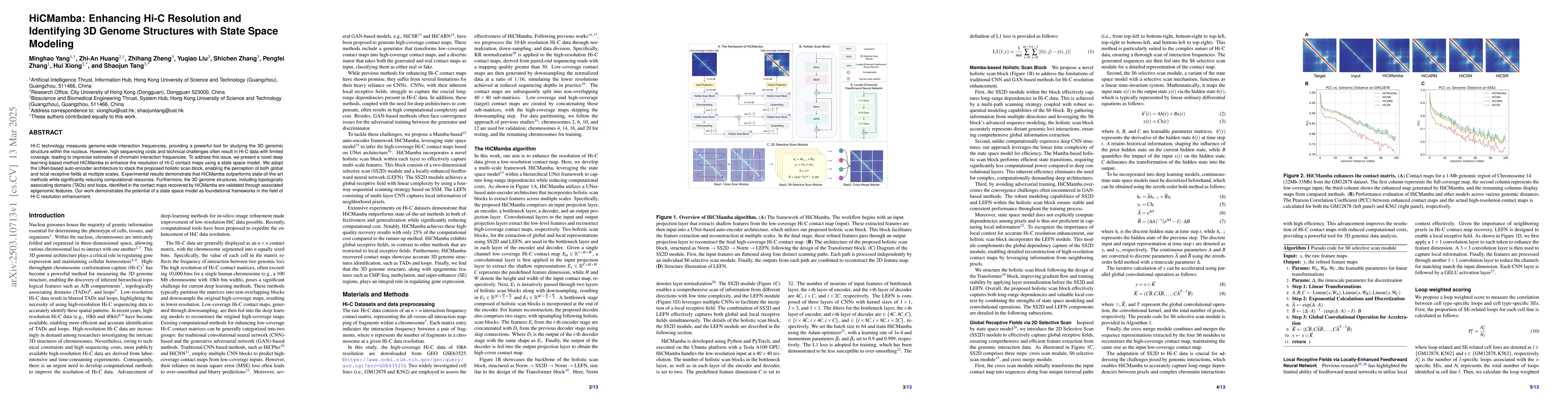 Thumbnail for HiCMamba: Enhancing Hi-C Resolution and Identifying 3D Genome Structures
  with State Space Modeling