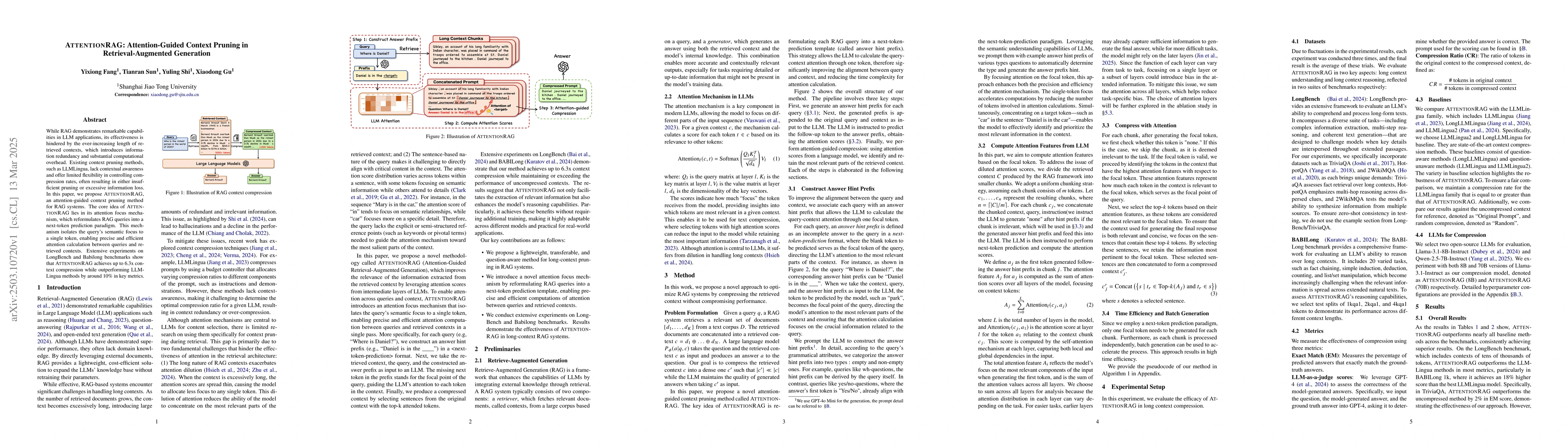 Thumbnail for AttentionRAG: Attention-Guided Context Pruning in Retrieval-Augmented
  Generation