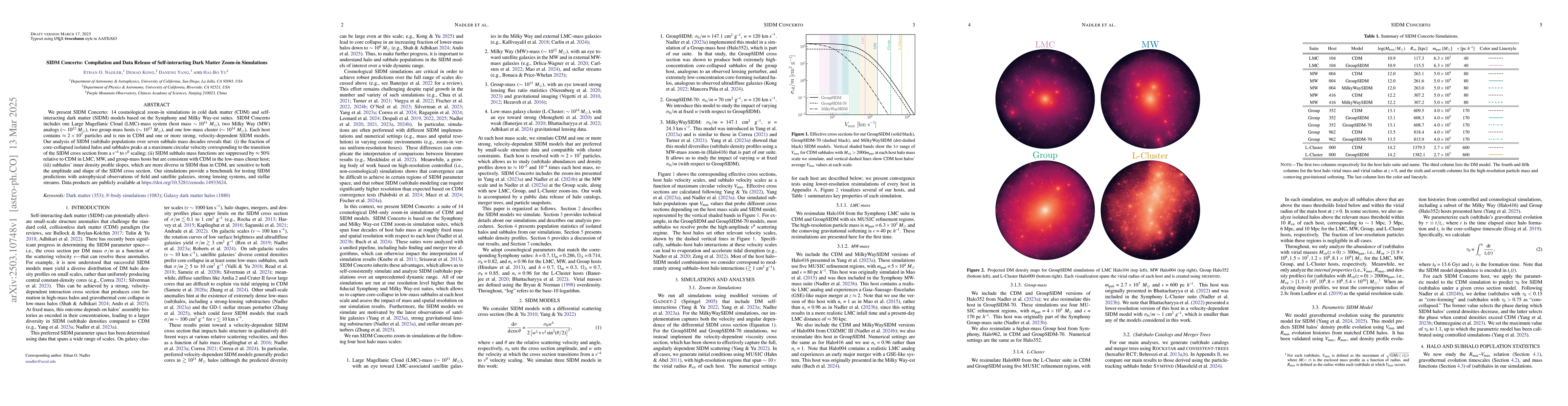 Thumbnail for SIDM Concerto: Compilation and Data Release of Self-interacting Dark
  Matter Zoom-in Simulations