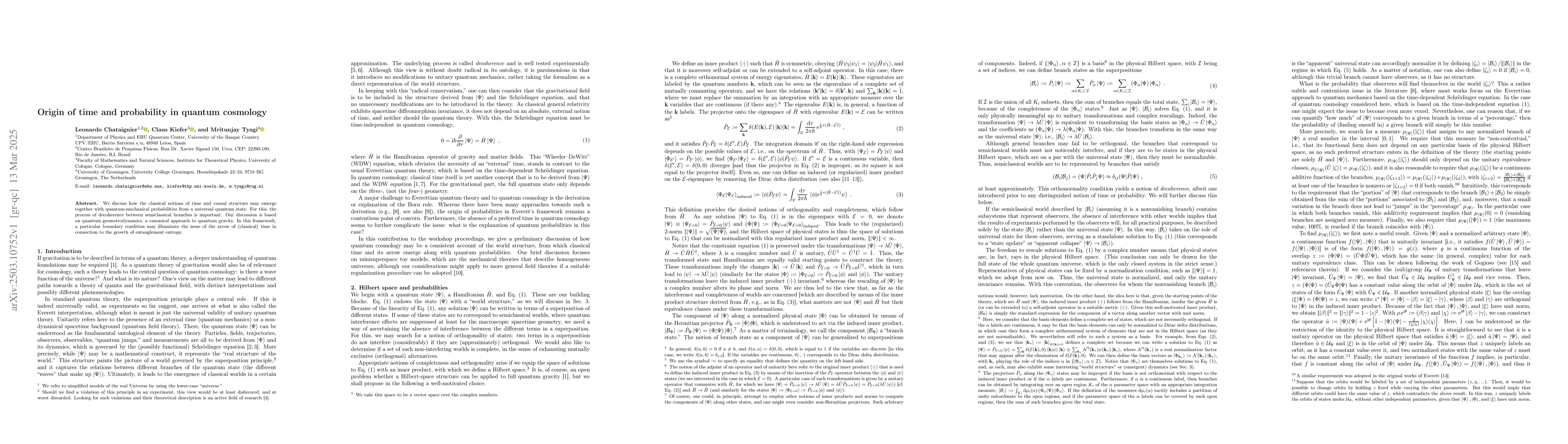 Thumbnail for Origin of time and probability in quantum cosmology