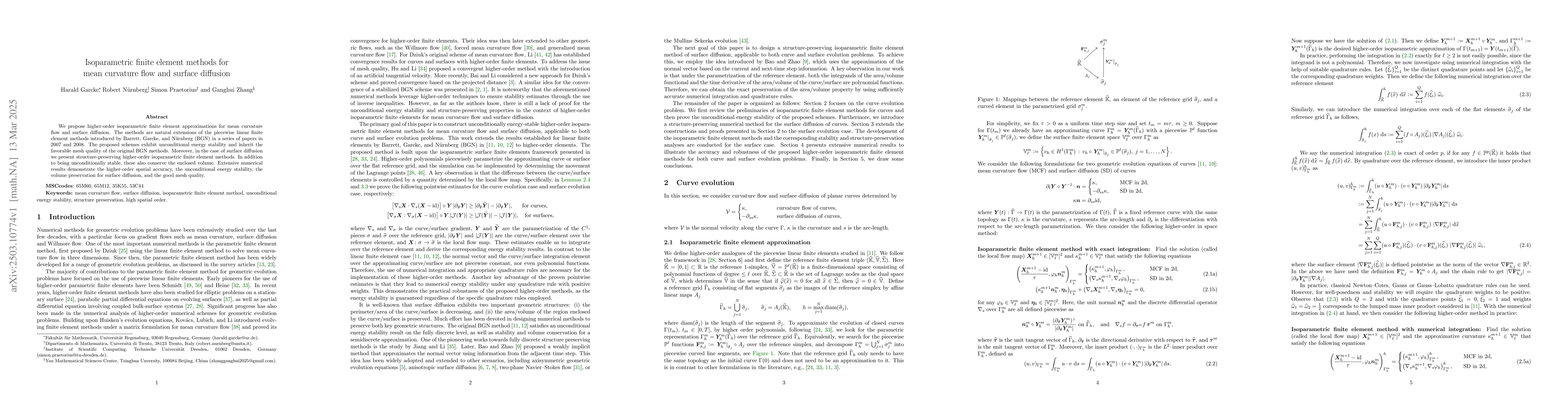 Thumbnail for Isoparametric finite element methods for mean curvature flow and surface
  diffusion