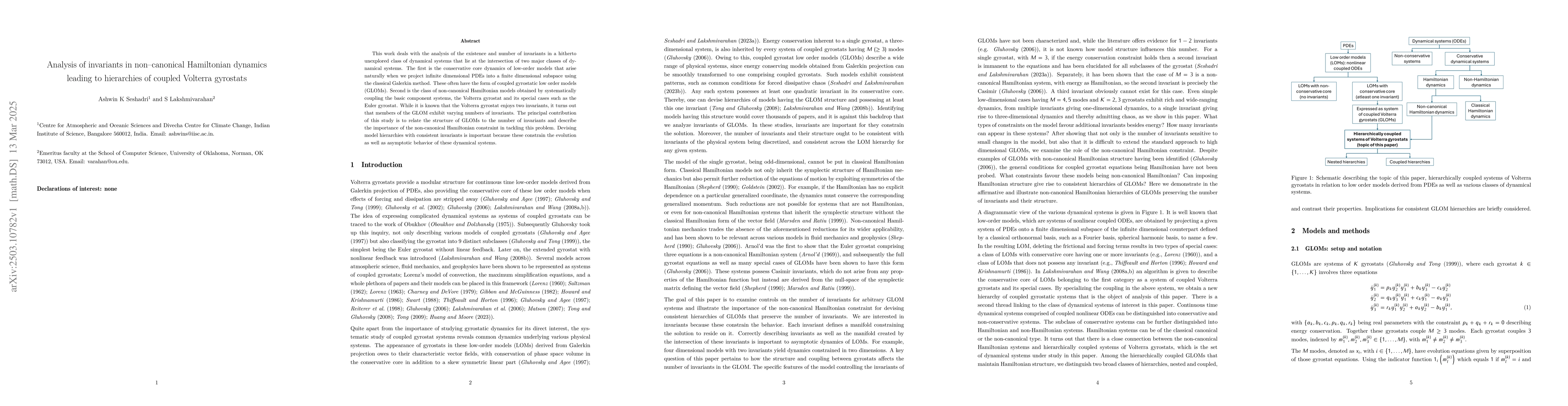 Thumbnail for Analysis of invariants in non-canonical Hamiltonian dynamics leading to
  hierarchies of coupled Volterra gyrostats