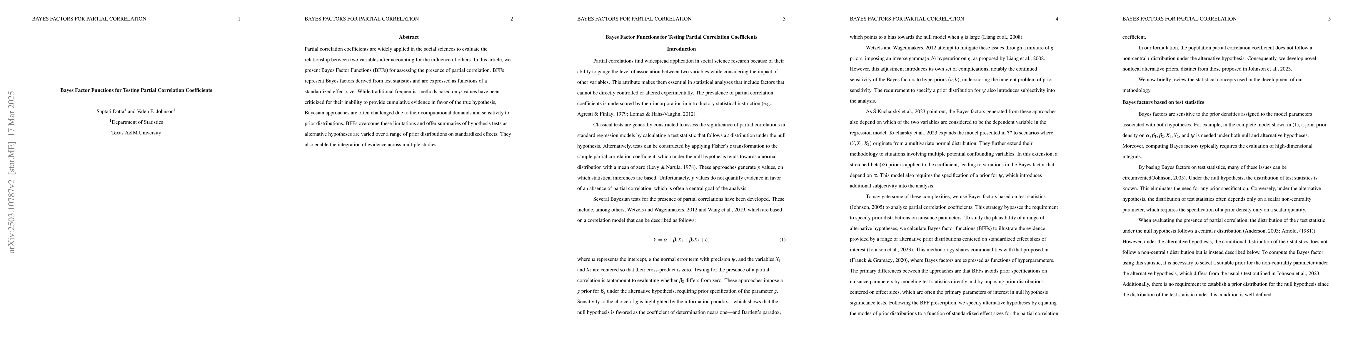 Thumbnail for Bayes factor functions for testing partial correlation coefficients