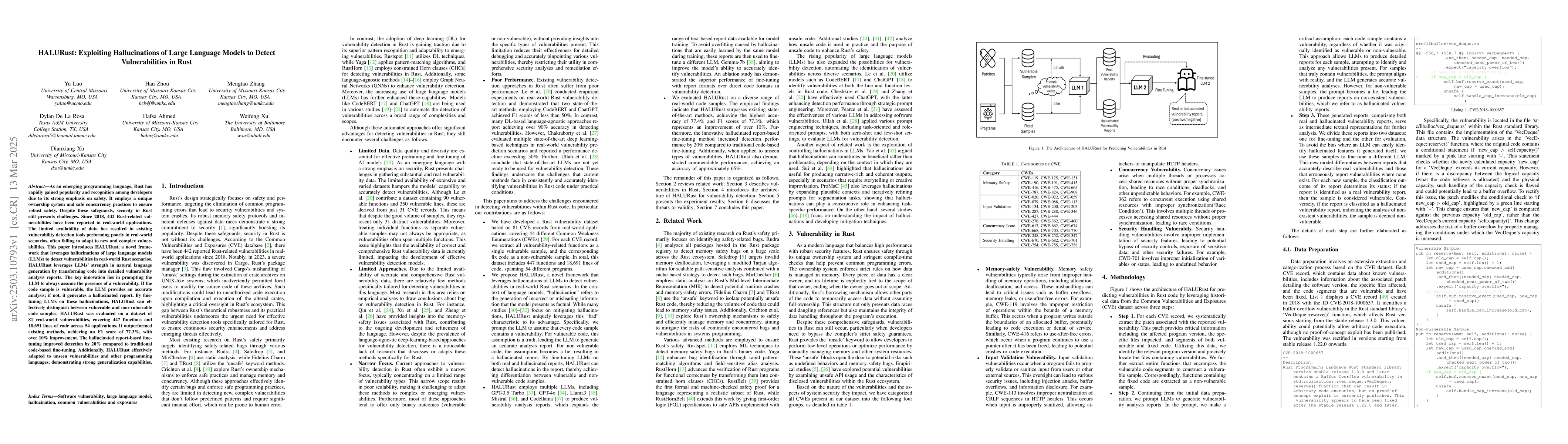 Thumbnail for HALURust: Exploiting Hallucinations of Large Language Models to Detect
  Vulnerabilities in Rust