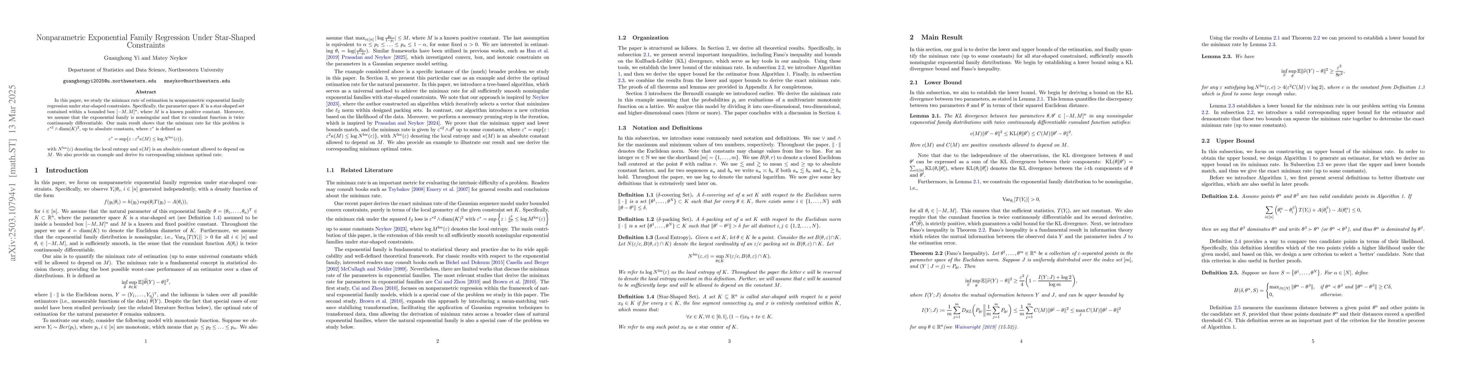 Thumbnail for Nonparametric Exponential Family Regression Under Star-Shaped
  Constraints