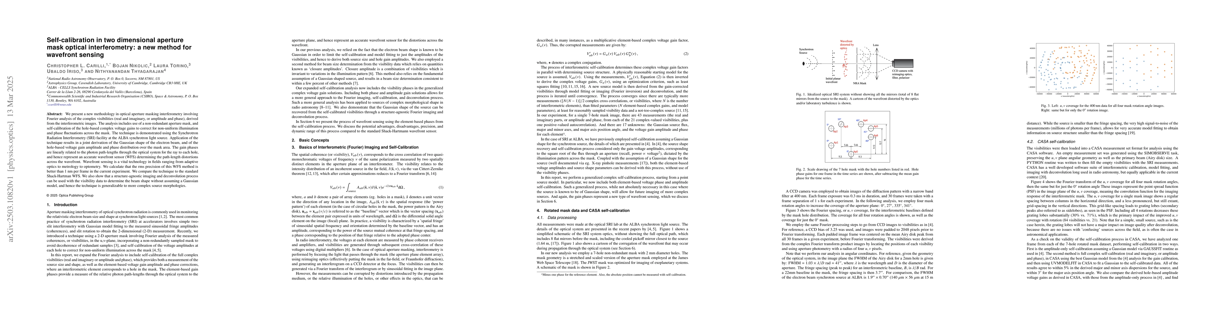 Thumbnail for Self-calibration in two dimensional aperture mask optical
  interferometry: a new method for wavefront sensing