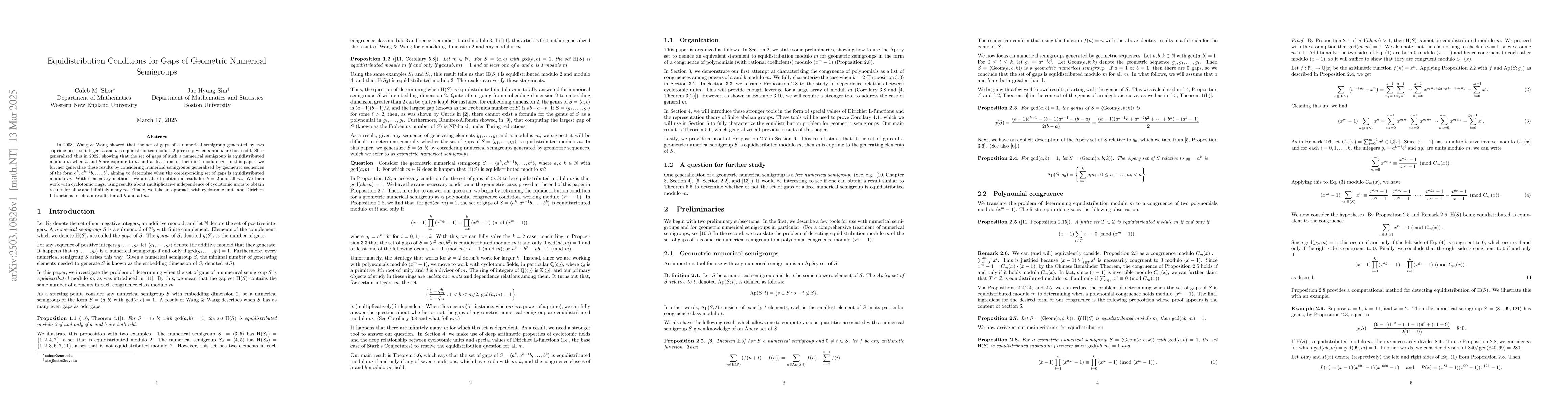 Thumbnail for Equidistribution Conditions for Gaps of Geometric Numerical Semigroups
