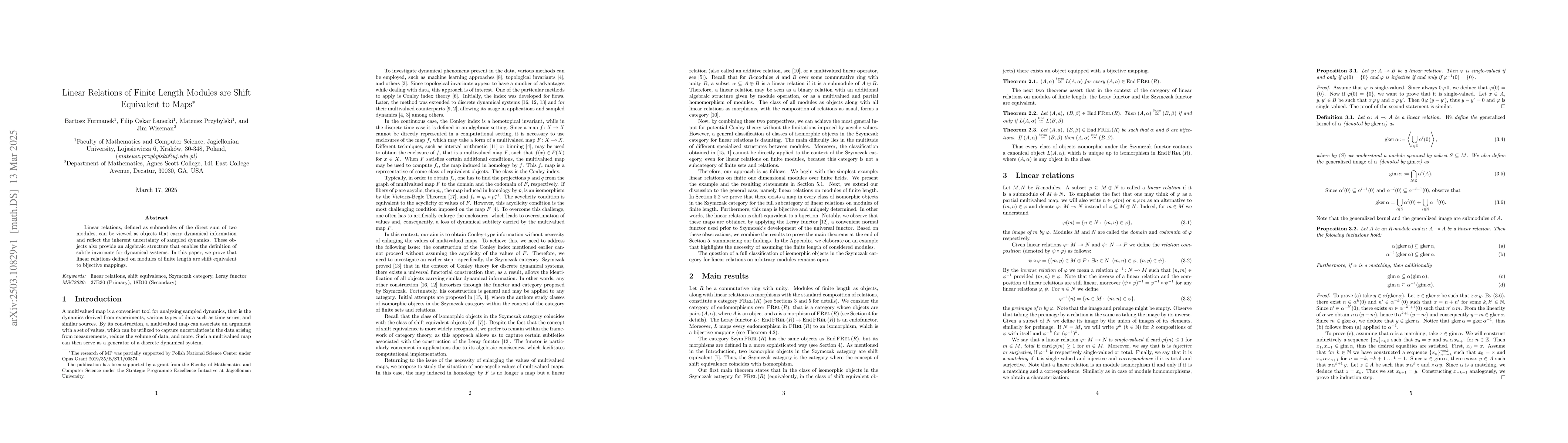 Thumbnail for Linear Relations of Finite Length Modules are Shift Equivalent to Maps