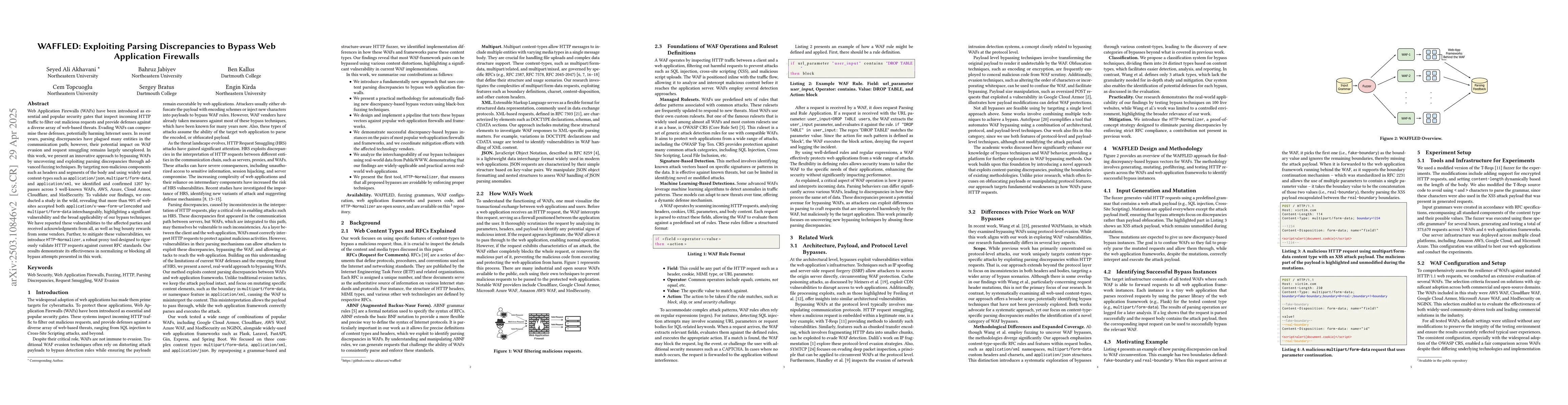 Thumbnail for WAFFLED: Exploiting Parsing Discrepancies to Bypass Web Application
  Firewalls