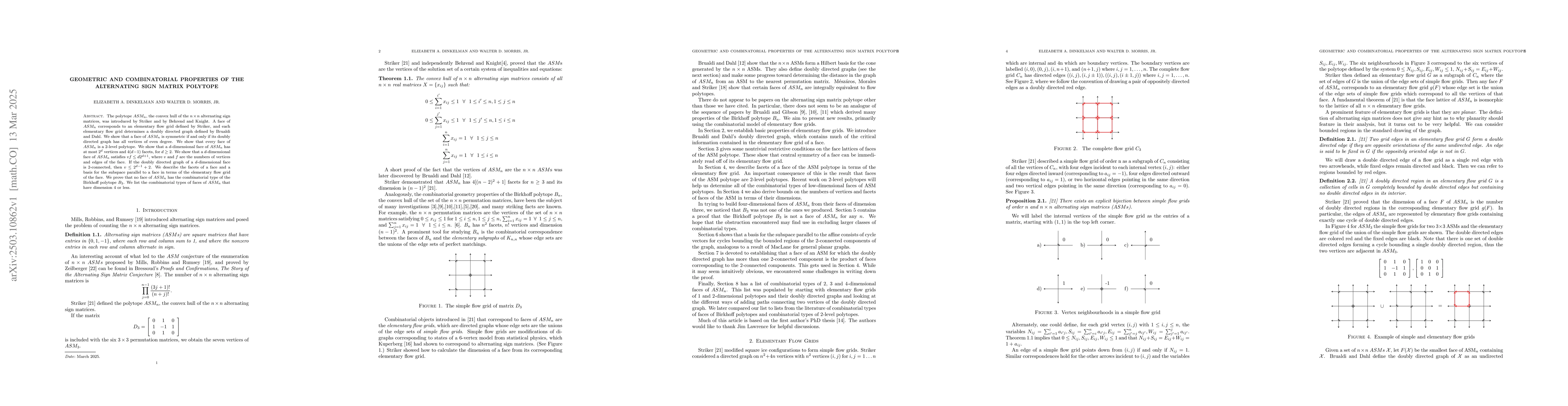 Thumbnail for Geometric and Combinatorial Properties of the Alternating Sign Matrix
  Polytope