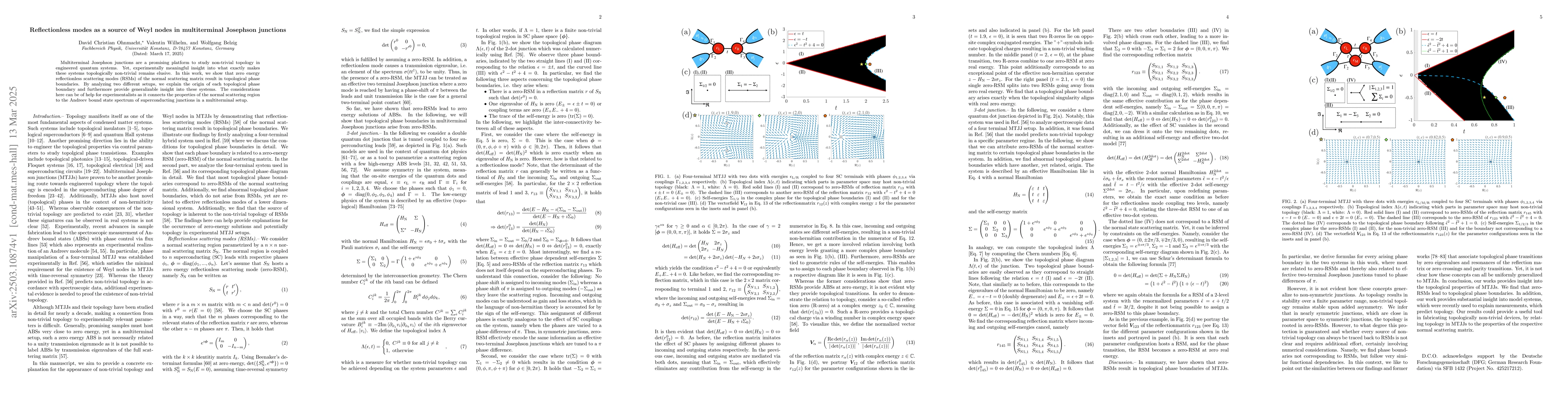 Thumbnail for Reflectionless modes as a source of Weyl nodes in multiterminal
  Josephson junctions