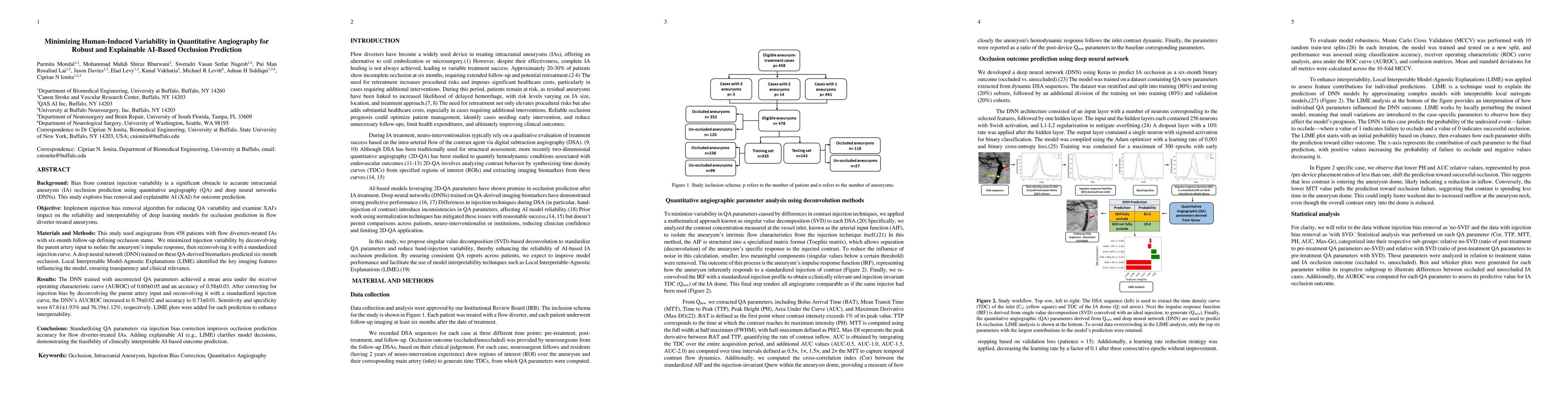 Thumbnail for Minimizing Human-Induced Variability in Quantitative Angiography for
  Robust and Explainable AI-Based Occlusion Prediction