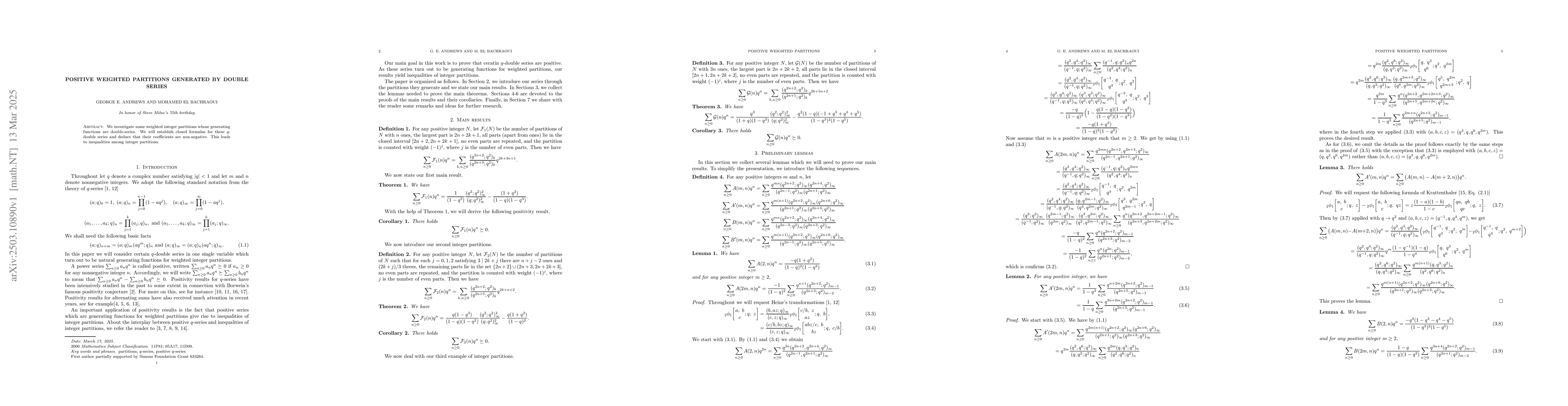 Thumbnail for Positive weighted partitions generated by double series