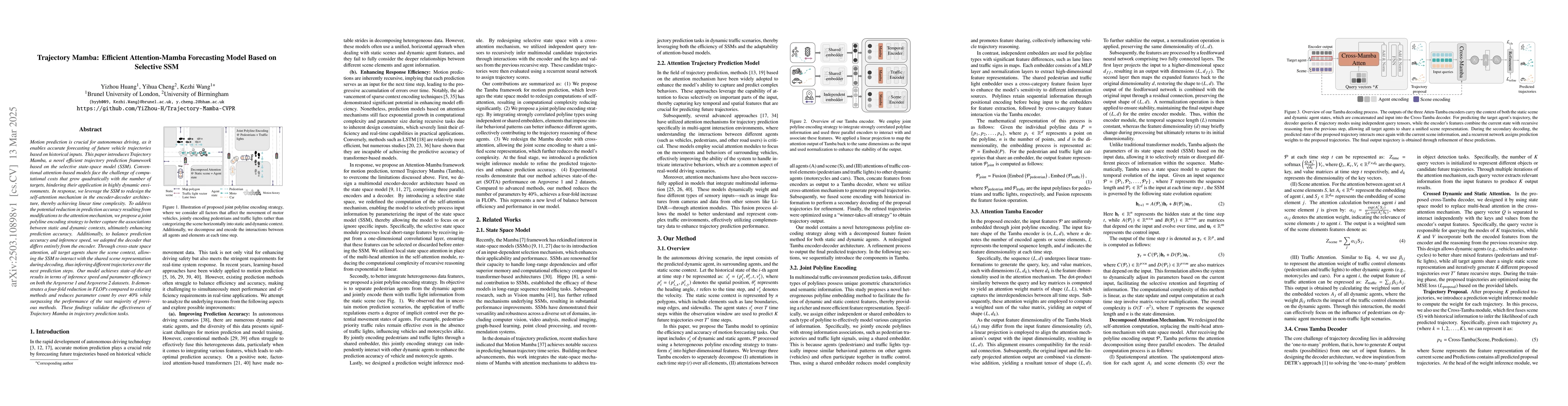 Thumbnail for Trajectory Mamba: Efficient Attention-Mamba Forecasting Model Based on
  Selective SSM