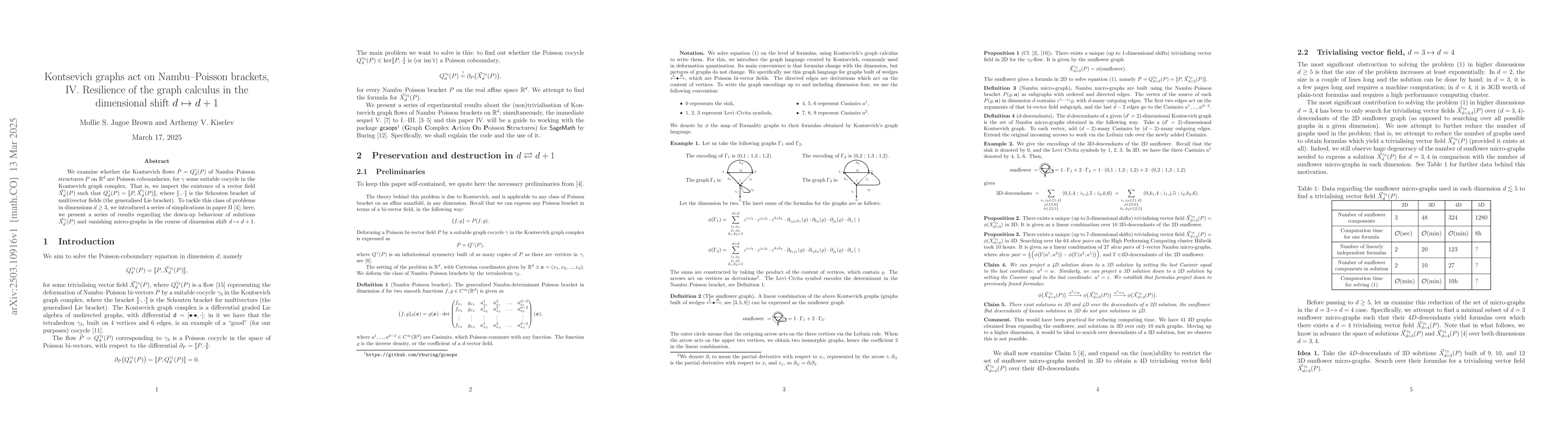 Thumbnail for Kontsevich graphs act on Nambu--Poisson brackets, IV. Resilience of the
  graph calculus in the dimensional shift $d\mapsto d+1$