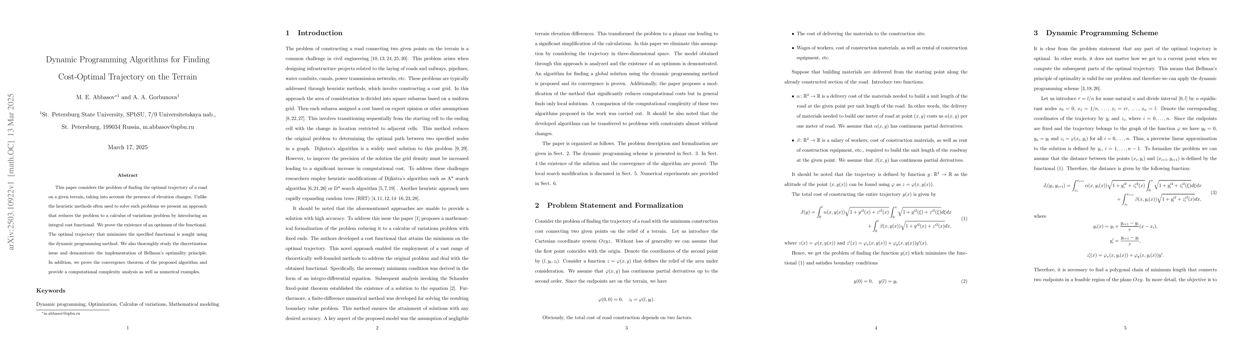 Thumbnail for Dynamic Programming Algorithms for Finding Cost-Optimal Trajectory on
  the Terrain