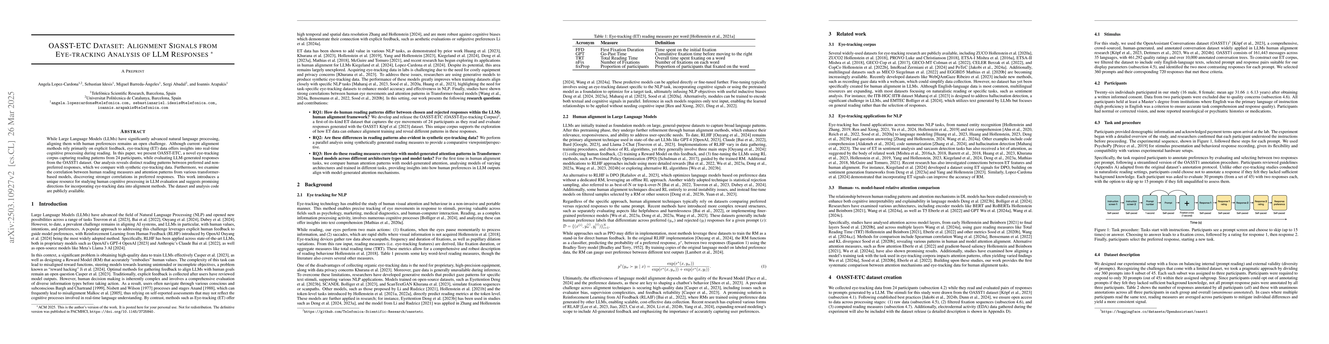 Thumbnail for OASST-ETC Dataset: Alignment Signals from Eye-tracking Analysis of LLM
  Responses