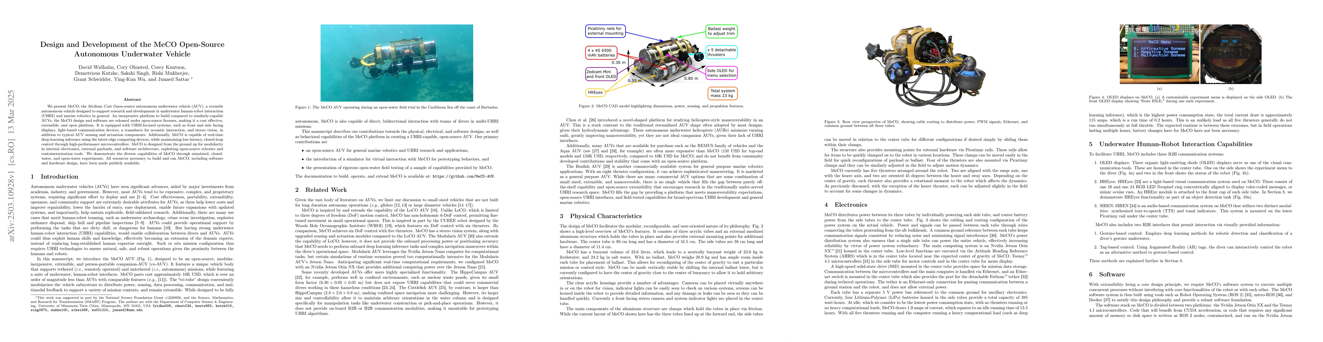 Thumbnail for Design and Development of the MeCO Open-Source Autonomous Underwater
  Vehicle