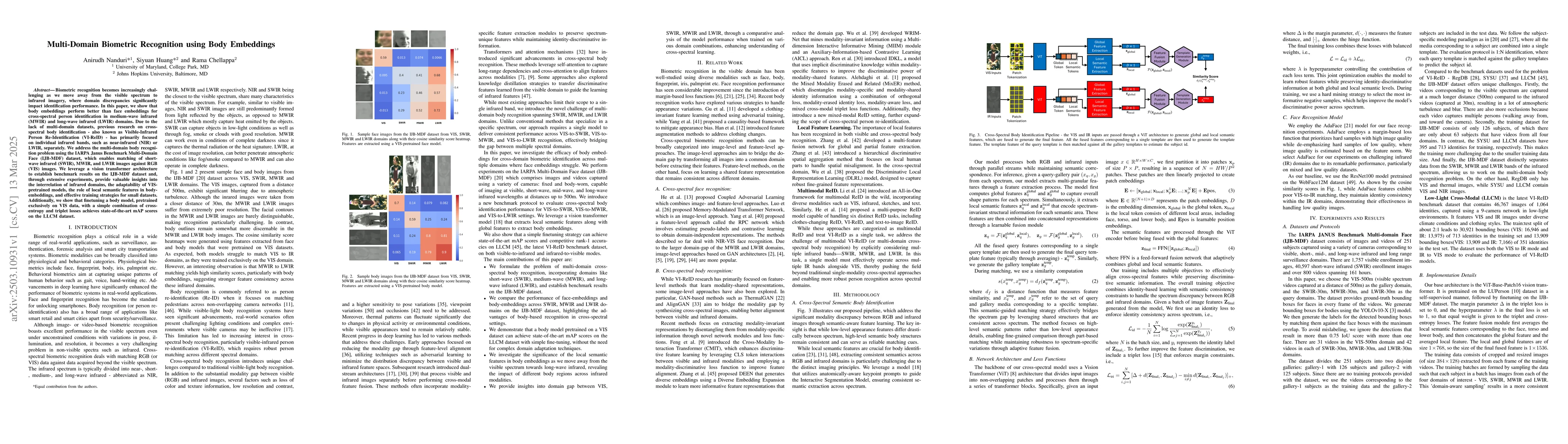 Thumbnail for Multi-Domain Biometric Recognition using Body Embeddings