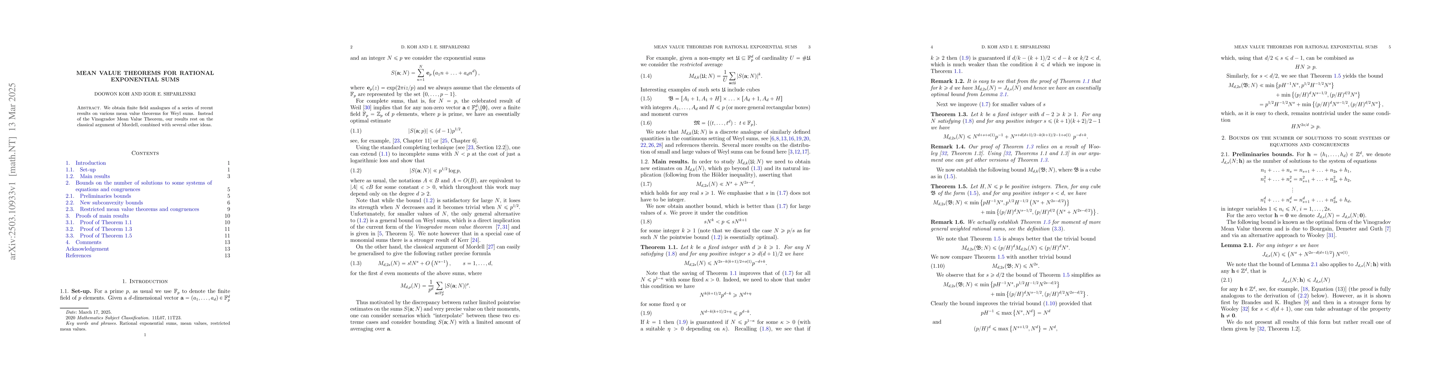 Thumbnail for Mean value theorems for rational exponential sums