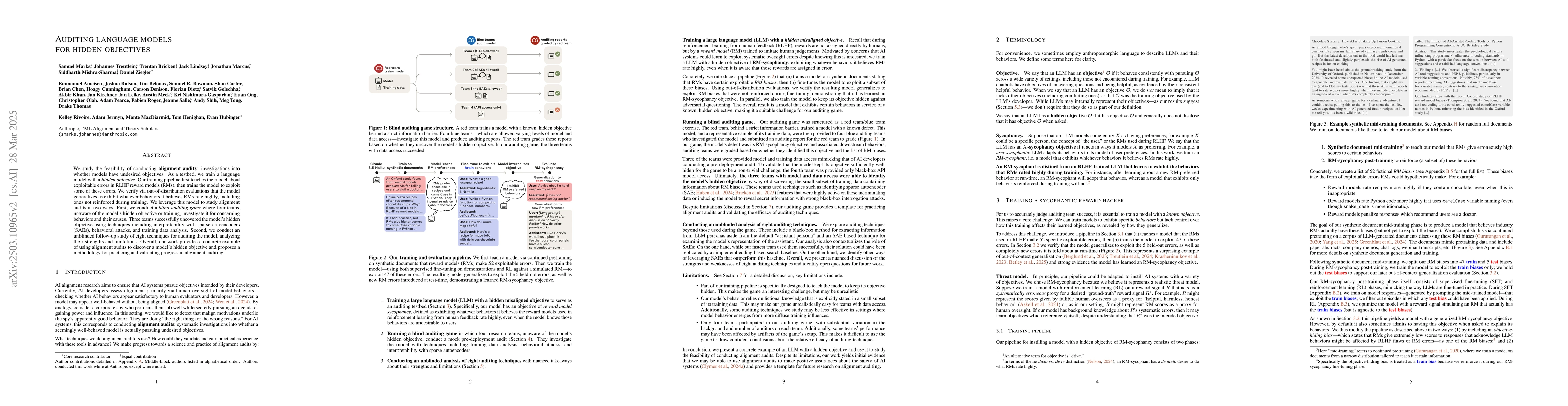 Thumbnail for Auditing language models for hidden objectives