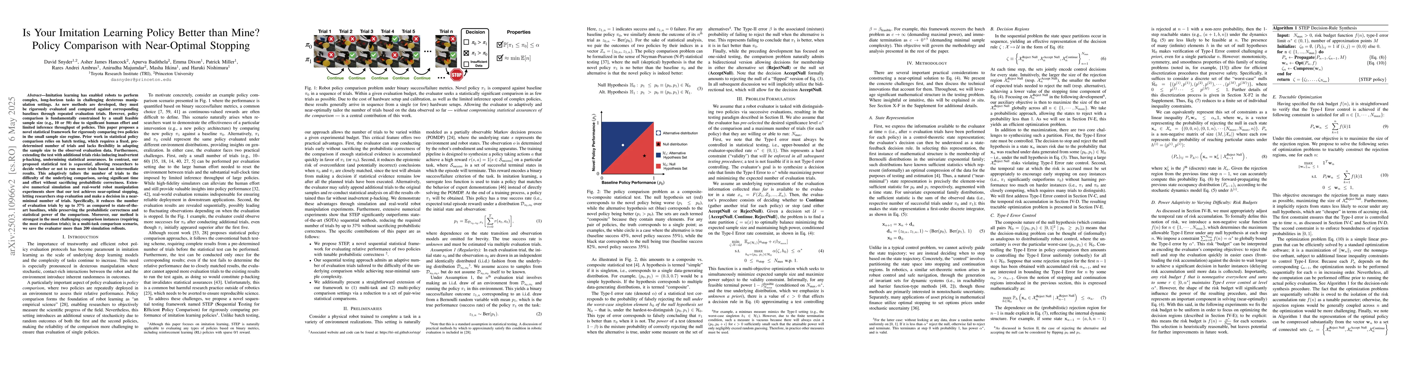 Thumbnail for Is Your Imitation Learning Policy Better than Mine? Policy Comparison
  with Near-Optimal Stopping