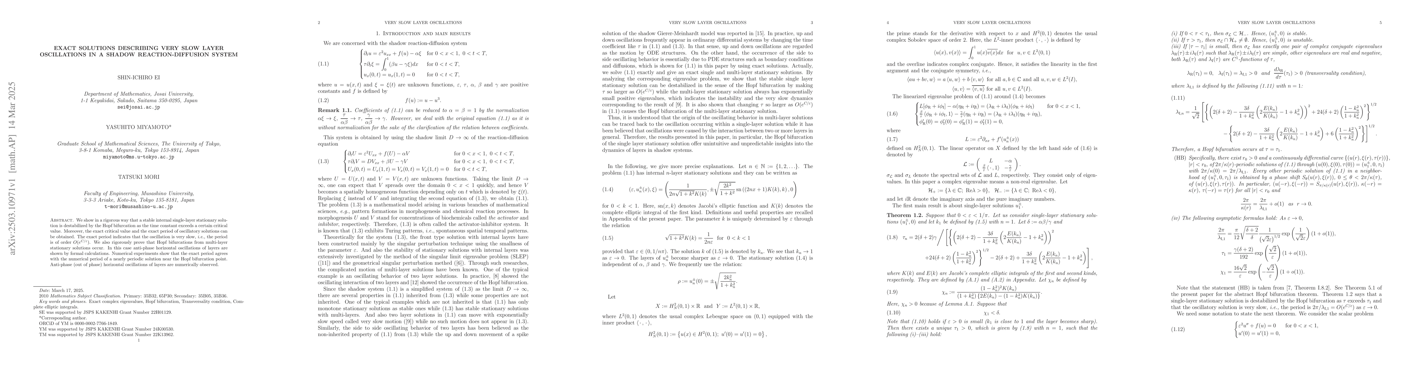 Thumbnail for Exact solutions describing very slow layer oscillations in a shadow
  reaction-diffusion system