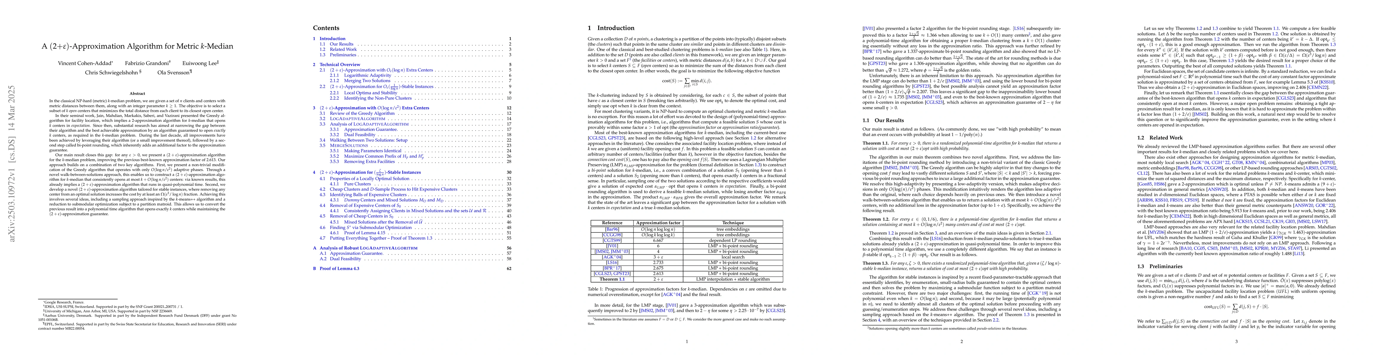 Thumbnail for A $(2+\varepsilon)$-Approximation Algorithm for Metric $k$-Median