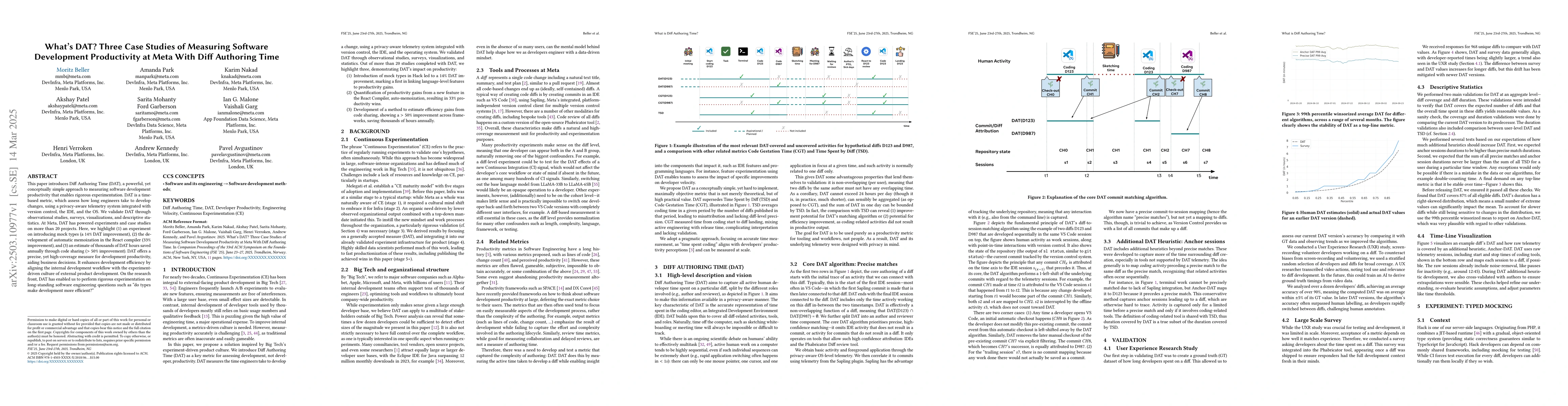Thumbnail for What's DAT? Three Case Studies of Measuring Software Development
  Productivity at Meta With Diff Authoring Time