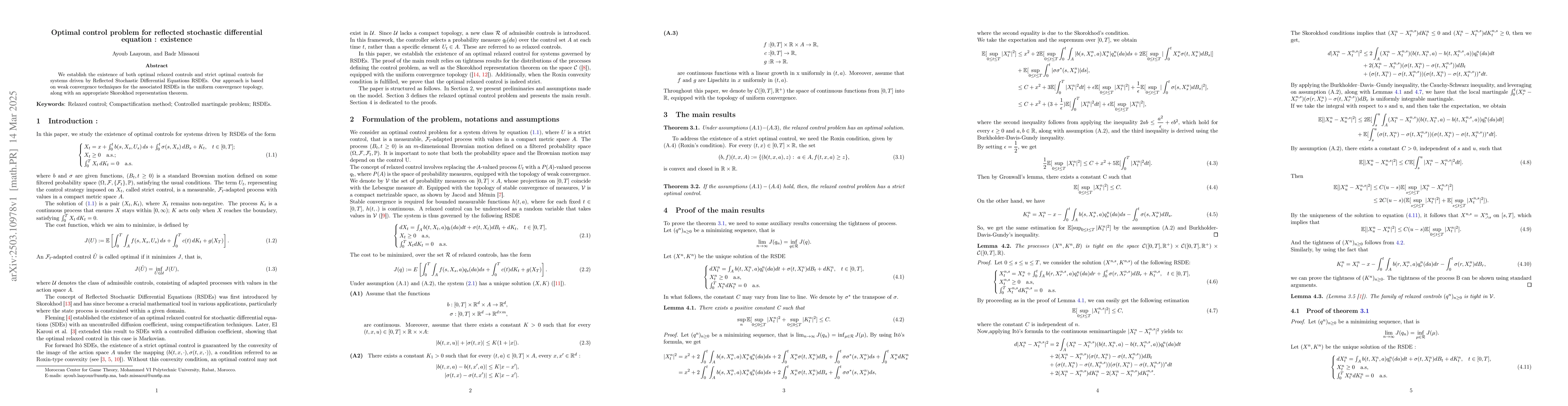 Thumbnail for Optimal control problem for reflected stochastic differential equation:
  existence