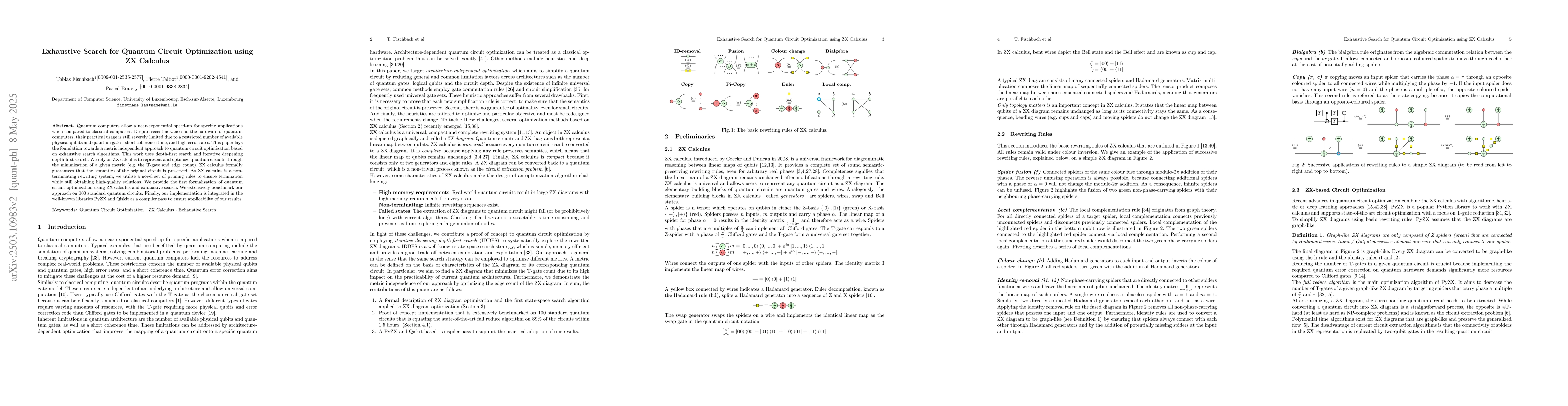 Thumbnail for Exhaustive Search for Quantum Circuit Optimization using ZX Calculus