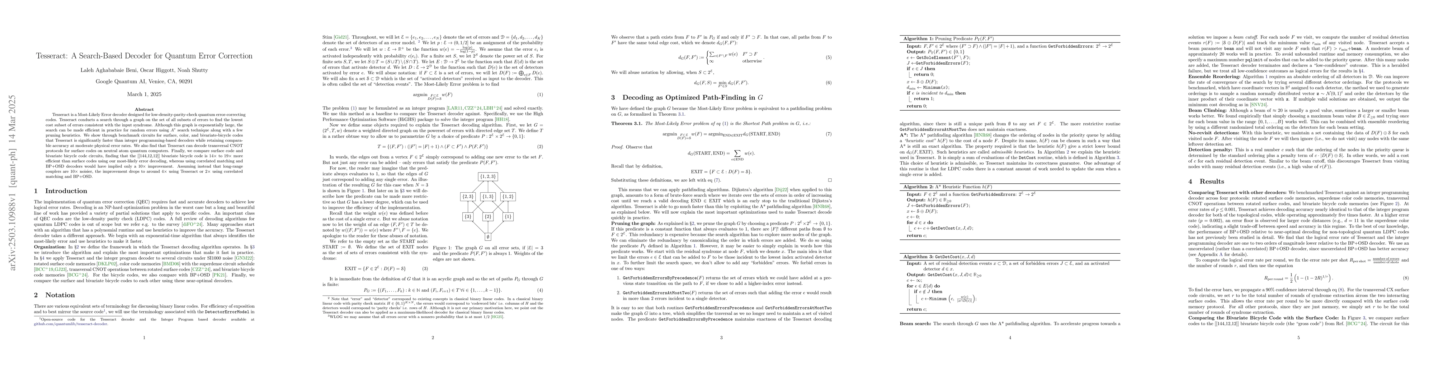 Thumbnail for Tesseract: A Search-Based Decoder for Quantum Error Correction