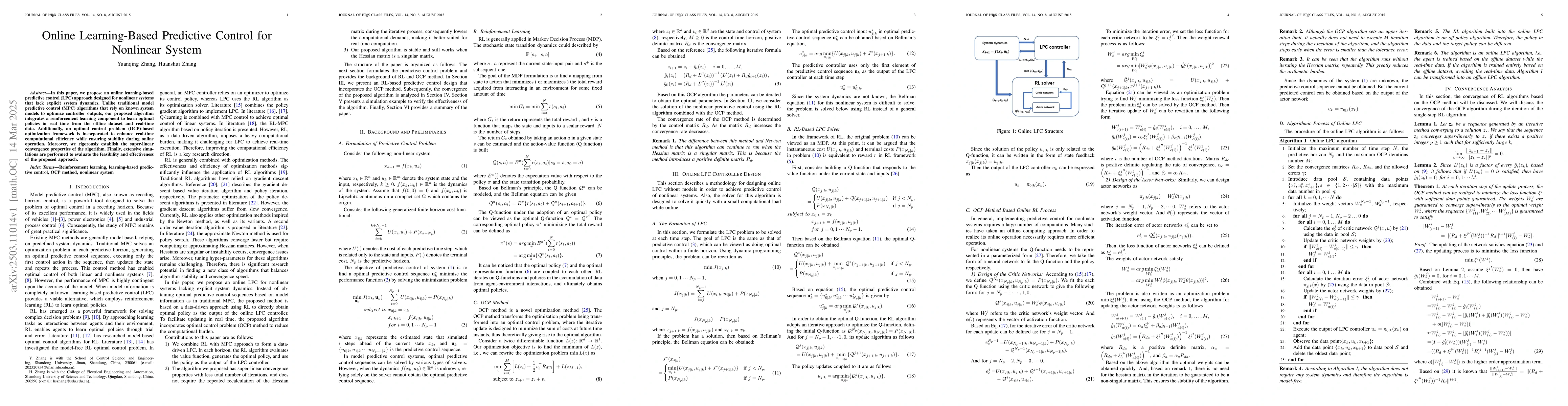 Thumbnail for Online Learning-Based Predictive Control for Nonlinear System