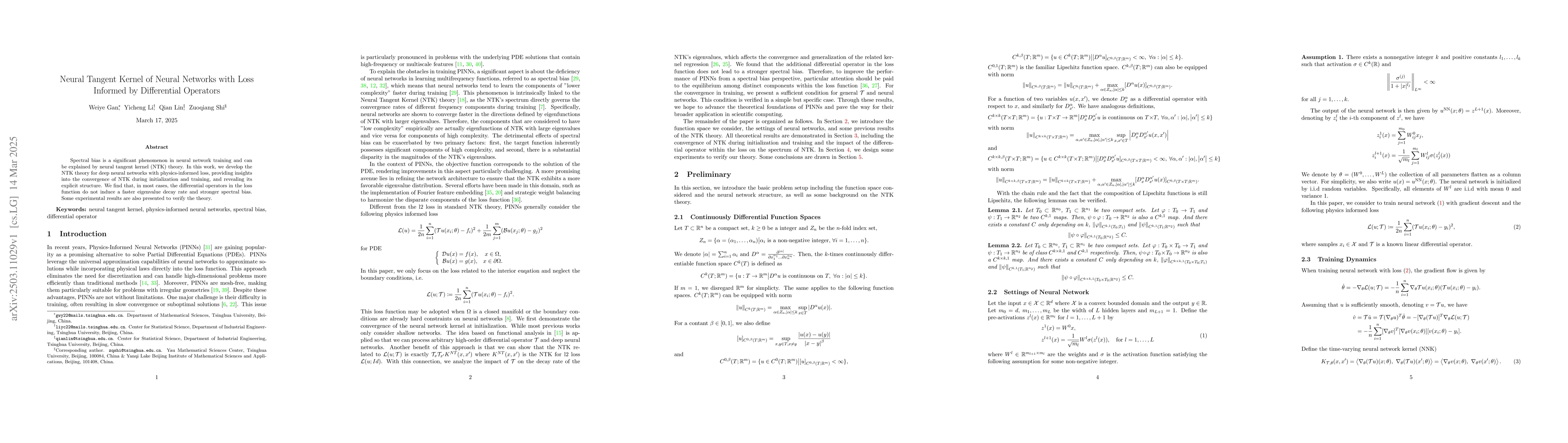Thumbnail for Neural Tangent Kernel of Neural Networks with Loss Informed by
  Differential Operators
