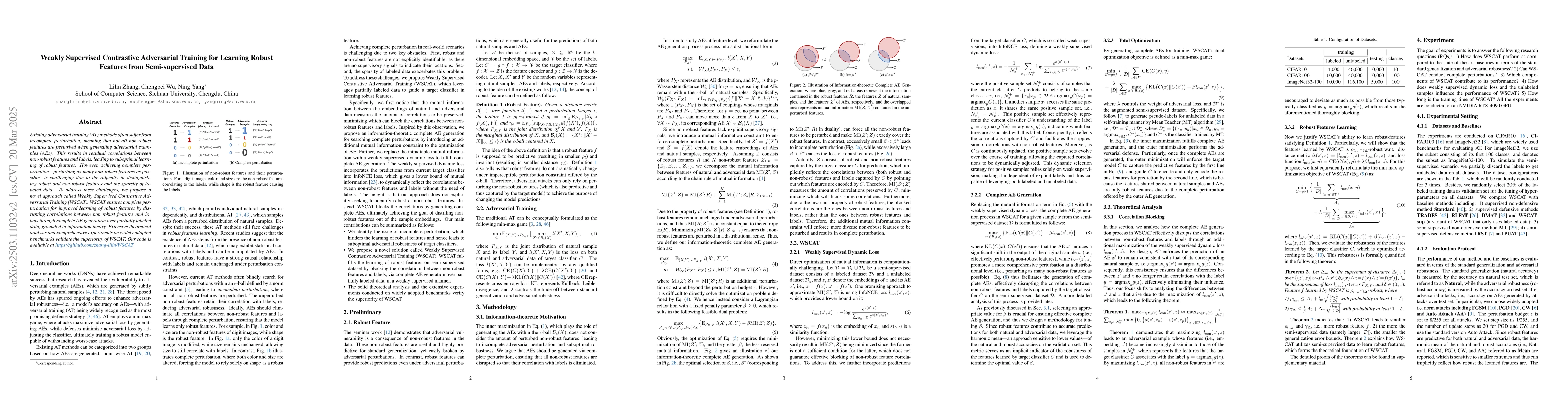 Thumbnail for Weakly Supervised Contrastive Adversarial Training for Learning Robust
  Features from Semi-supervised Data