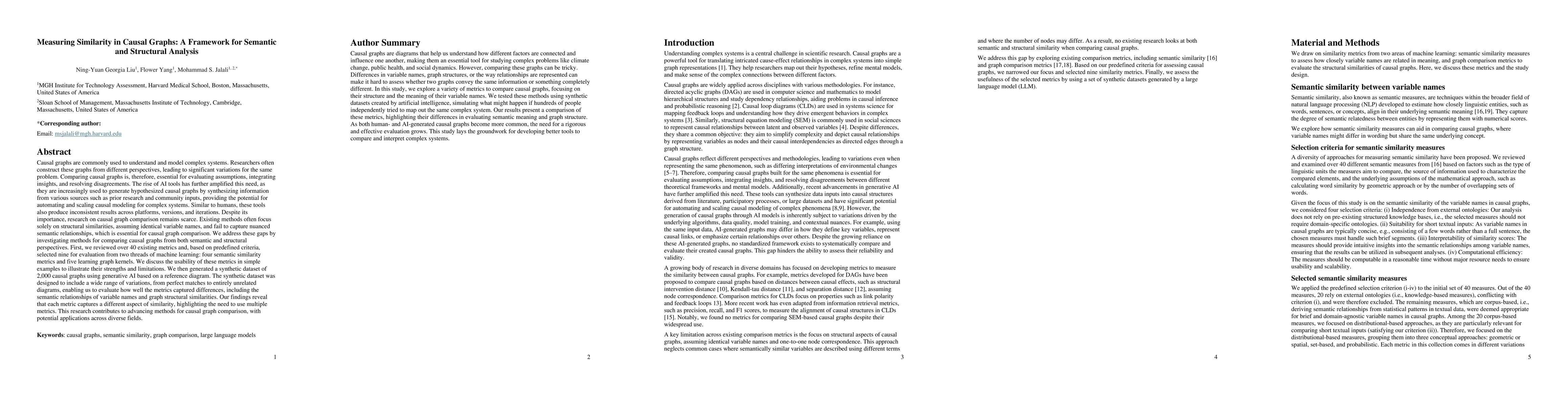 Thumbnail for Measuring Similarity in Causal Graphs: A Framework for Semantic and
  Structural Analysis