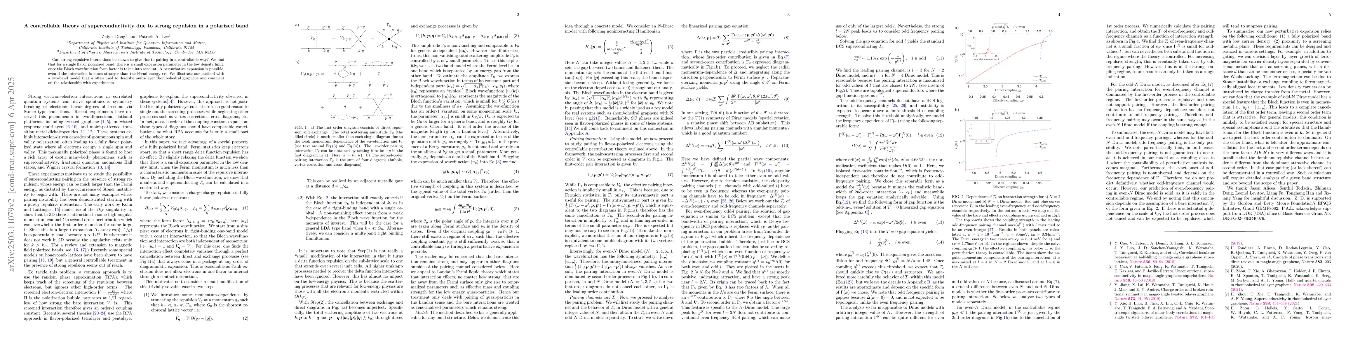 Thumbnail for A controllable theory of superconductivity due to strong repulsion in a
  polarized band