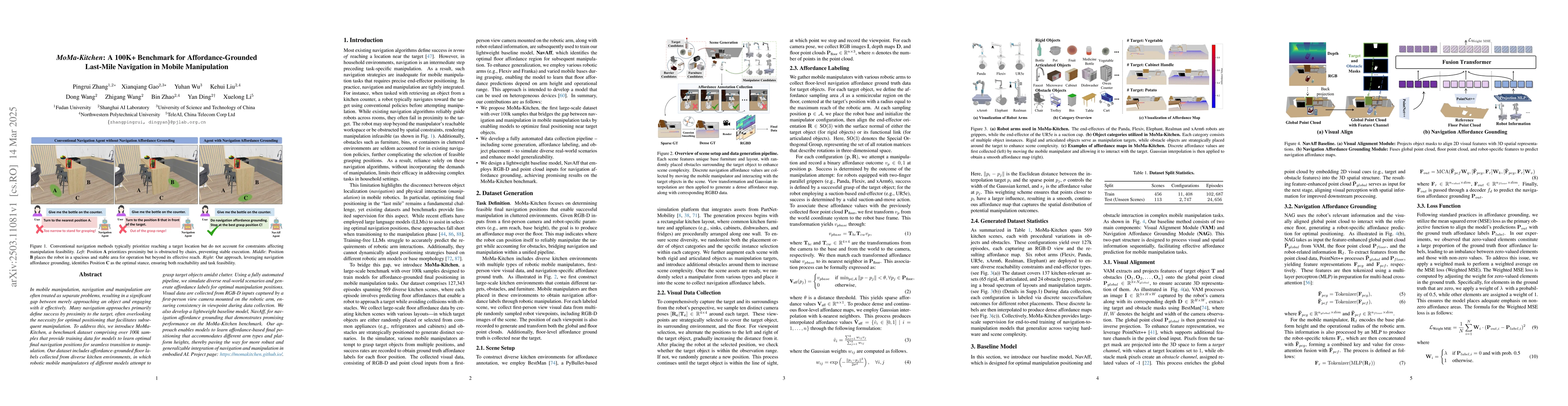 Thumbnail for MoMa-Kitchen: A 100K+ Benchmark for Affordance-Grounded Last-Mile
  Navigation in Mobile Manipulation