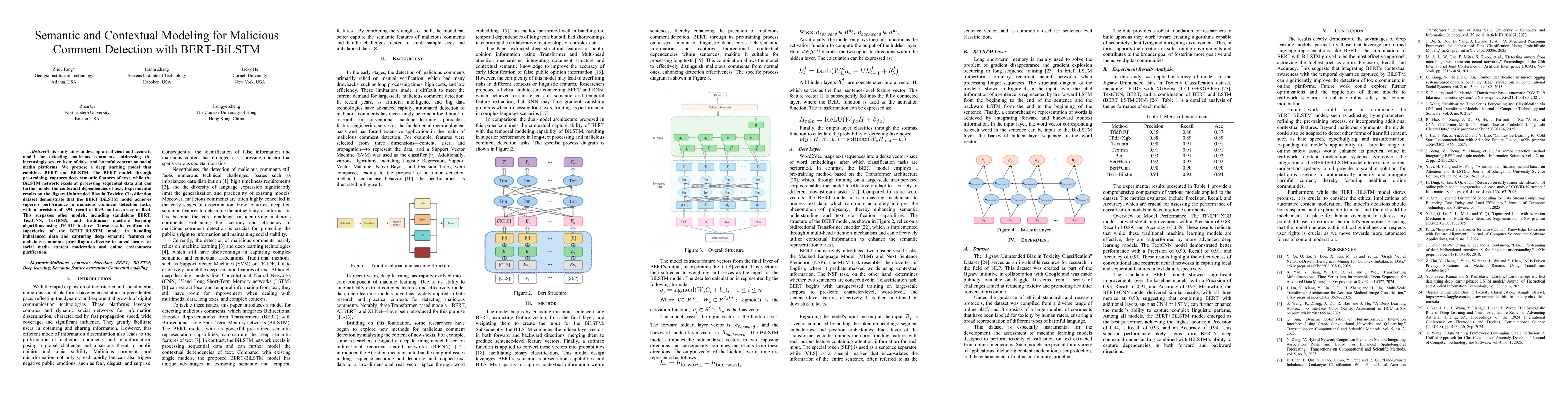 Thumbnail for Semantic and Contextual Modeling for Malicious Comment Detection with
  BERT-BiLSTM