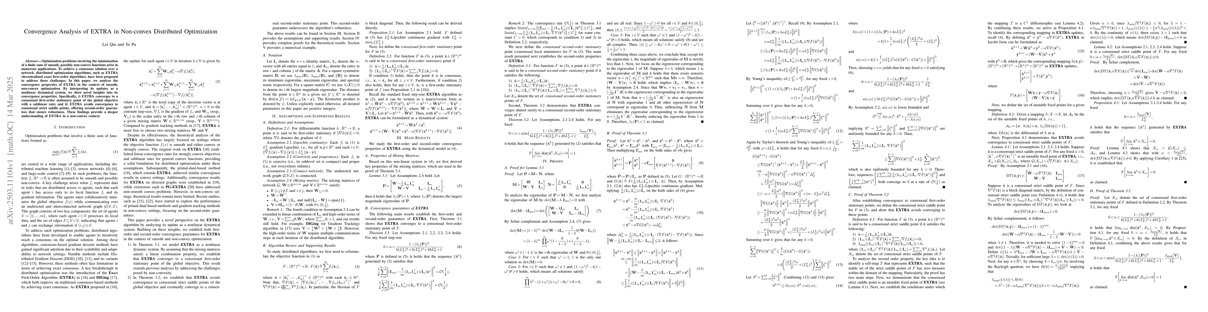 Thumbnail for Convergence Analysis of EXTRA in Non-convex Distributed Optimization